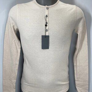 John Varvatos Men's Carver Henley Shirt Wheat Beige Size XL